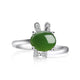 Sterling Silver 925 Retro Rabbit Jade Adjustable Women Rings Claw Set Jasper Rings