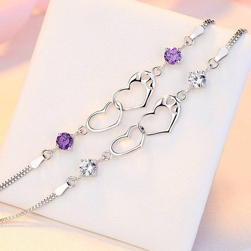 Two Amethyst Love Links Bracelets