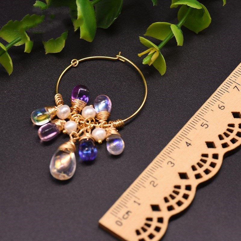 أقراط من الكريستال التشيكي اللؤلؤي