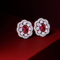 925 فضة حمامة الدم الأحمر البيض على شكل أقراط الرجعية مزاجه