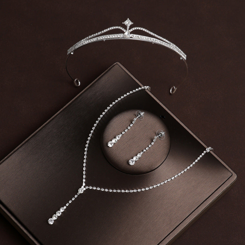 Three piece Bridal Set  Headdress, Earrings, Necklace