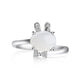 Sterling Silver 925 Retro Rabbit Jade Adjustable Women Rings Claw Set Jasper Rings