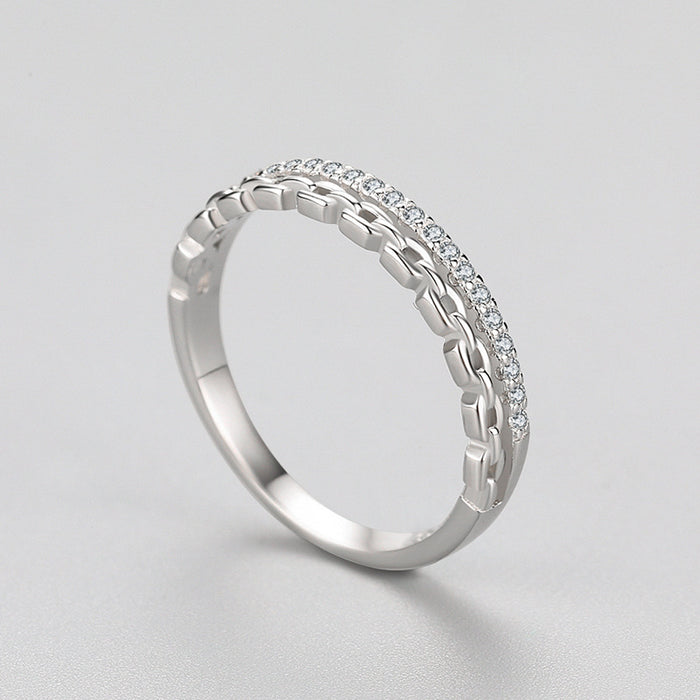 S925 Silver Light Luxury Chain Diamond Ring