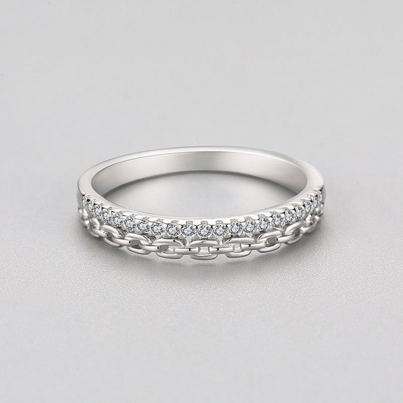 S925 Silver Light Luxury Chain Diamond Ring
