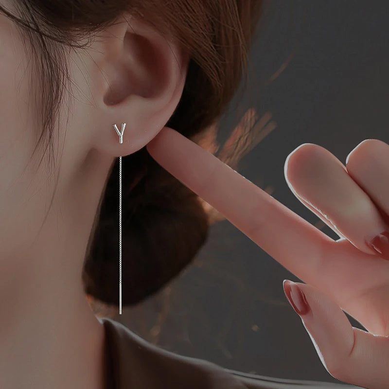 925 Sterling Silver 26 Letters Drop Earrings For Women