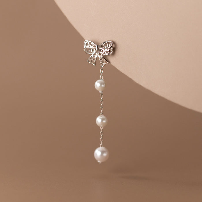 Butterfly Pearl Long Earrings Simple Vintage Earrings Women