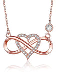 S925 Sterling Rose Gold Infinite Heart Necklace for Women