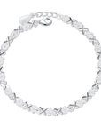 Sterling Silver XO Bracelet for Women in white background