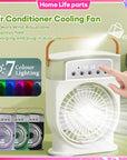 Portable USB Air Conditioner Cooling Fan With 5 Sprays 7 Color Light 600ML Water Tank Spray Mist Air Cooler Humidifiers