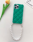 Skin Feeling Diamond  Style Applicable To IP14 Phone Case Pearl Chain