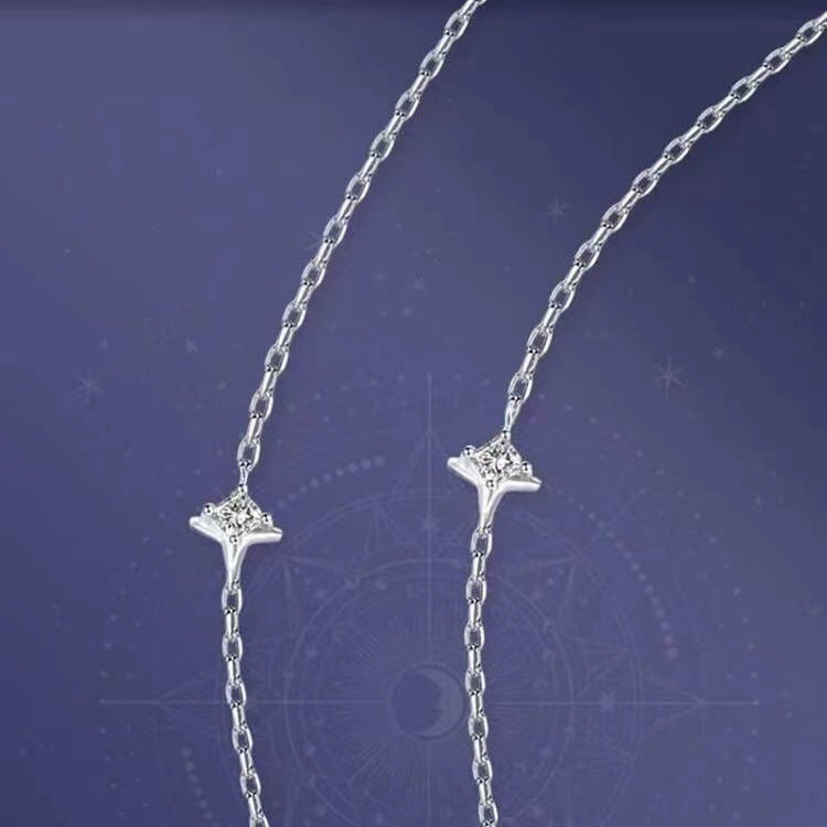 Chain of Stars and Moon Star Necklace