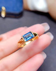 Natural Topaz Ring Female 925 Silver Plated