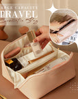 Waterproof Portable Large Capacity Cosmetic Leather Makeup Bag