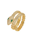 Gold Colored Vintage Green Eyed Snake Bracelet 