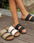 Two black and two white colored Beach Open Toe Flat Sandals