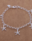 925 Silver Starfish Pendant Bracelet