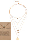 Multi-layer Moon Necklace for Women with guardian angel note