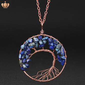 Blue Pendant of Tree of Life Nature Necklace