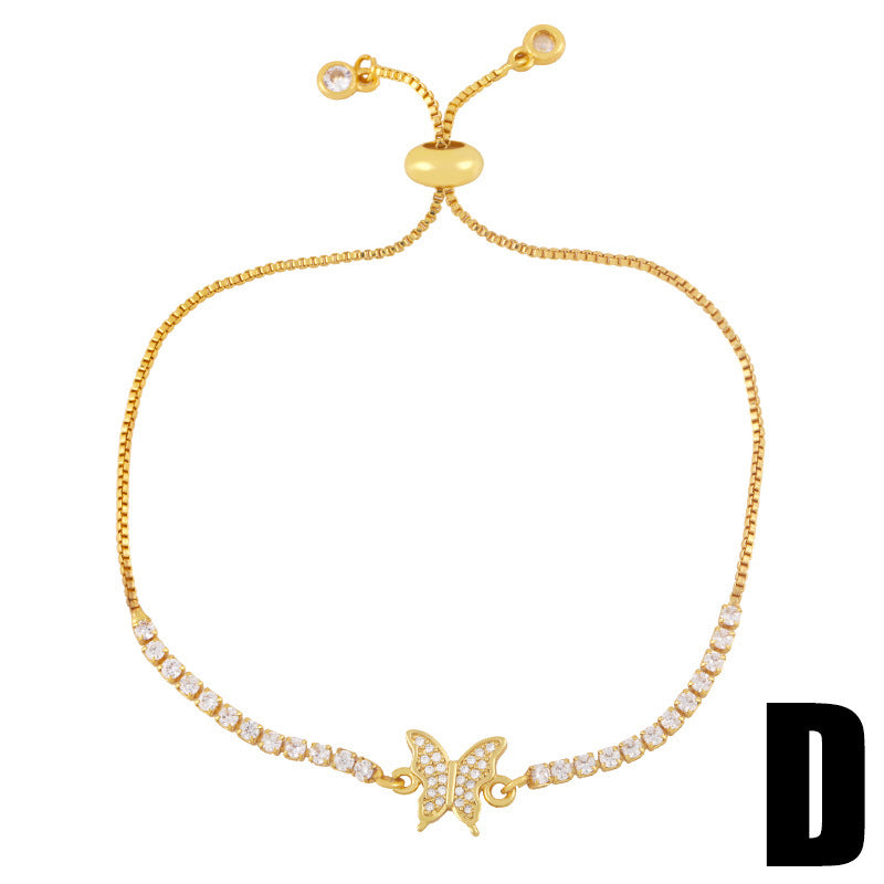 18K Gold Zircon Bracelets - butterfly pendant