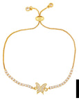 18K Gold Zircon Bracelets - butterfly pendant