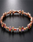 Rose Gold Colorful Zircon Bracelet for Women Locked