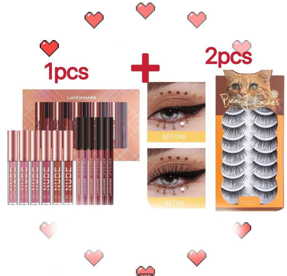 6-Piece Lip Liner and Liquid Lipstick Set with eyes