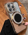 Makeup Mirror Bracket Phone Case Glitter Protective Cover