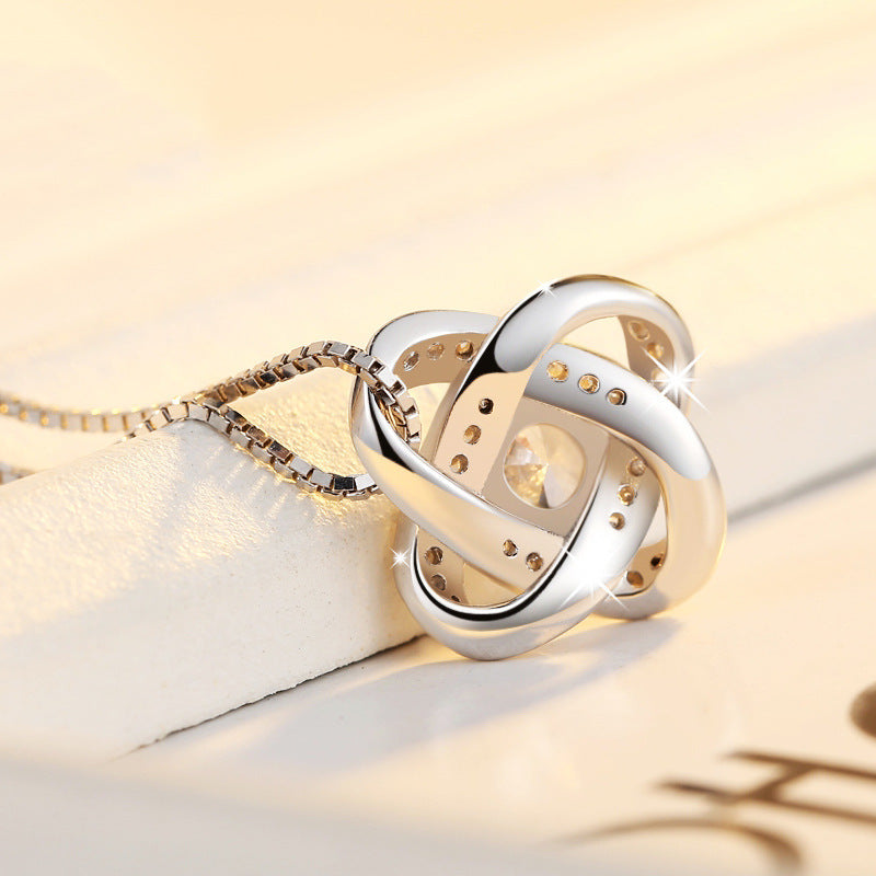 Shiny close shoot of 925 Sterling Silver Forever Heart Necklace