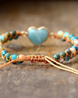 Amazonite String Braided Heart Bracelet braided backside