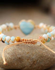 Amazonite String Braided Heart Bracelet back view