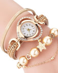 Circle Ladies Pearl Bracelet Watch Fashion Love Diamond Digital Ladies Watch