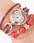 Circle Ladies Pearl Bracelet Watch Fashion Love Diamond Digital Ladies Watch