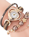 Circle Ladies Pearl Bracelet Watch Fashion Love Diamond Digital Ladies Watch