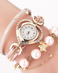 Circle Ladies Pearl Bracelet Watch Fashion Love Diamond Digital Ladies Watch