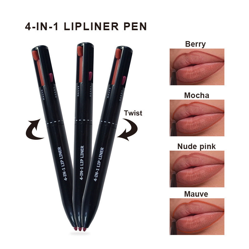 4 In 1 Makeup Waterproof Long Lasting Lipliner Pencil with Lips