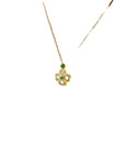 White stone inside - Gold Green Clover Necklace for Women