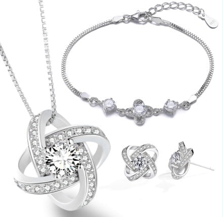 925 Sterling Silver Forever Heart Necklace with earrings