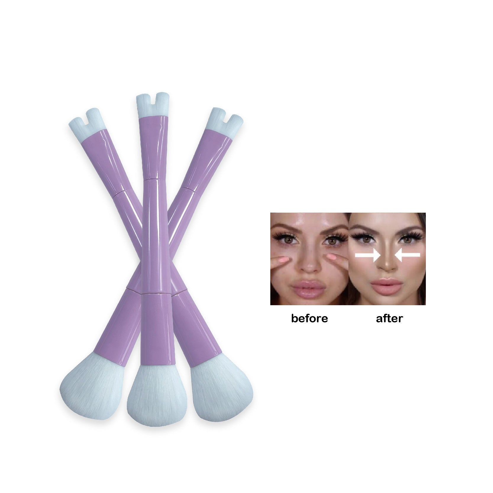 3 Two-in-one Nose Shadow Makeup Brushes