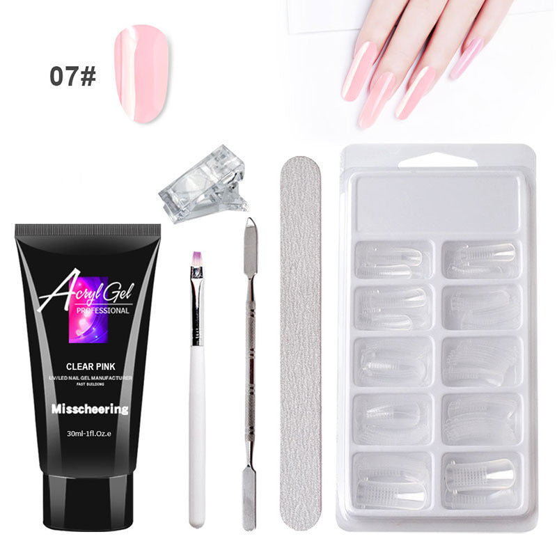 Quick Model Painless Crystal Gel Set with Primer - Light Pink colored Nails