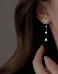 Butterfly Pearl Long Earrings Simple Vintage Earrings Women