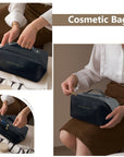 Waterproof Portable Large Capacity Cosmetic Leather Makeup Bag