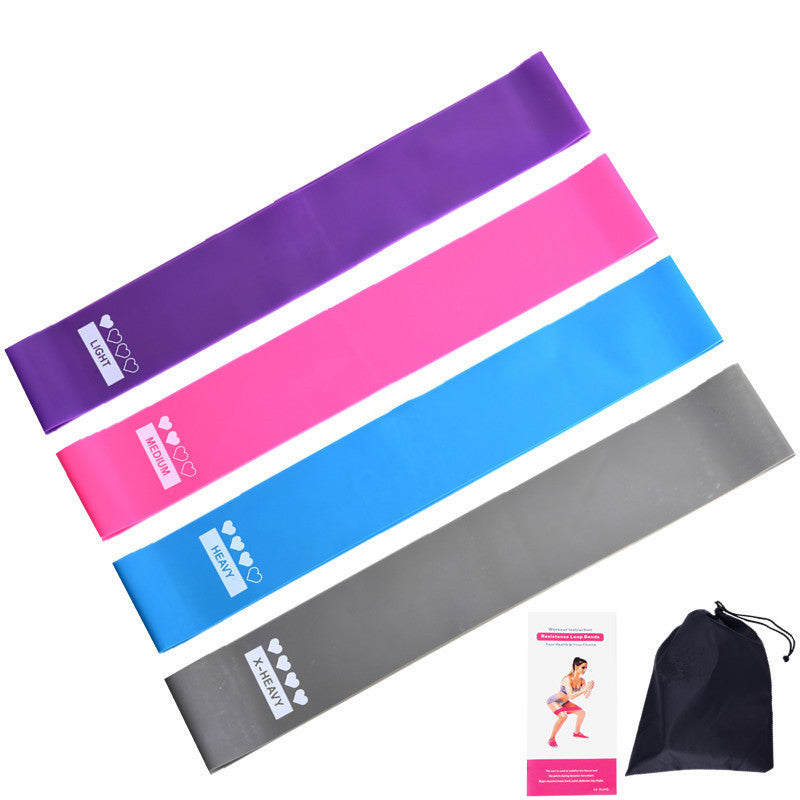 Four colored Fitness Sealing Elastic Resistance Bands with bags