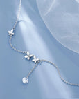 S925 Sterling Silver Butterfly Anklets for Women in sky blue background