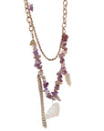 Korean Purple Stone Necklace for Women in White Background