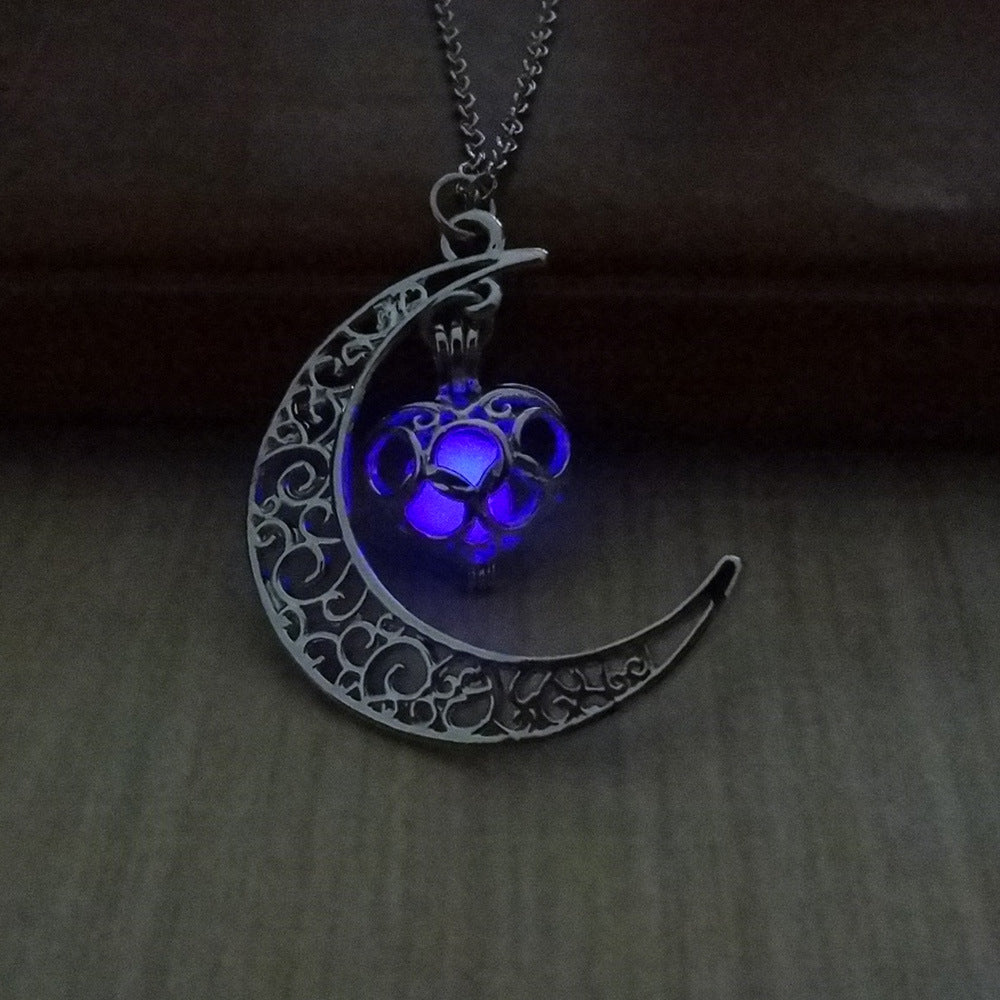 Purple Glowing Silver Plated Necklace for Women