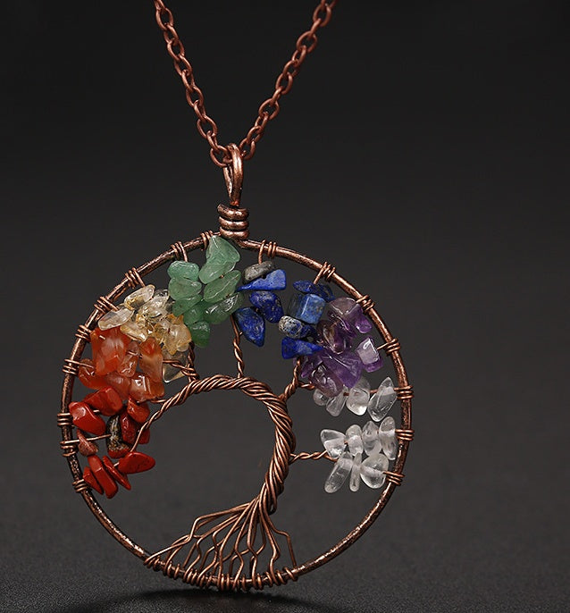 Tree of Life Nature Necklace for Women in Grey Background