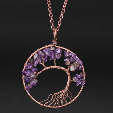 Purple Pendant of Tree of Life Nature Necklace