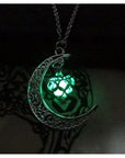 Glowing Silver Plated Necklace for Women - Green Colored with shadows