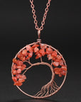 Crimson Pendant of Tree of Life Nature Necklace