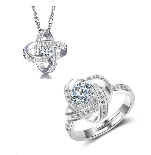 925 Sterling Silver Forever Heart Necklace and rings